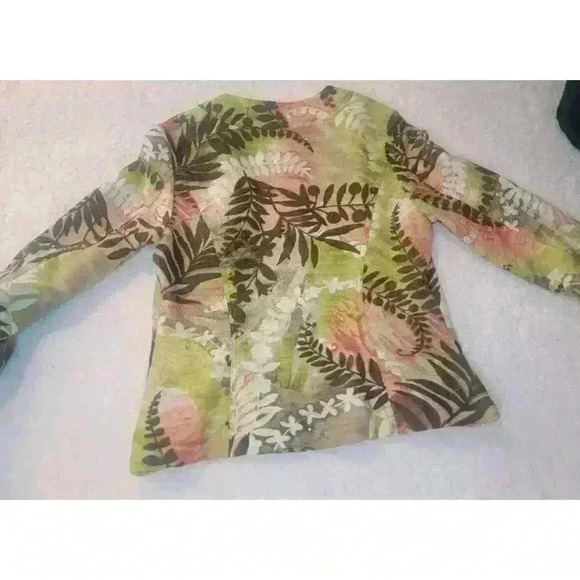 Alexis & Avery Blazer Jacket Womens Size 10 Cotton Linen Fall Floral Career - Picture 9 of 16